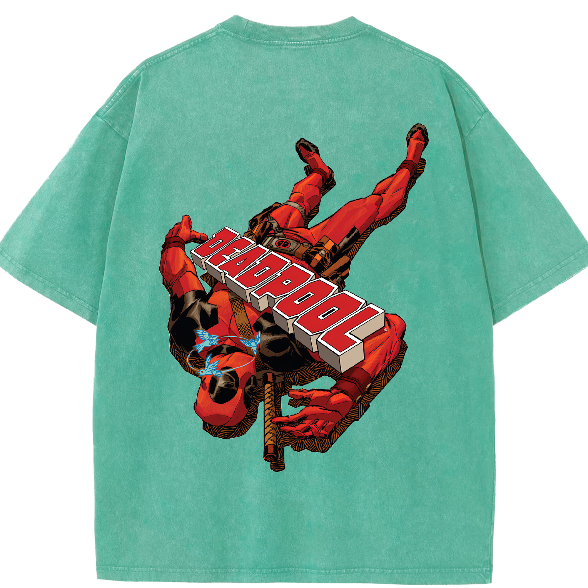 （画像用） Deadpool デッドプール 綿100% ヴィンテージ風 半袖Tシャツ（背面プリント）